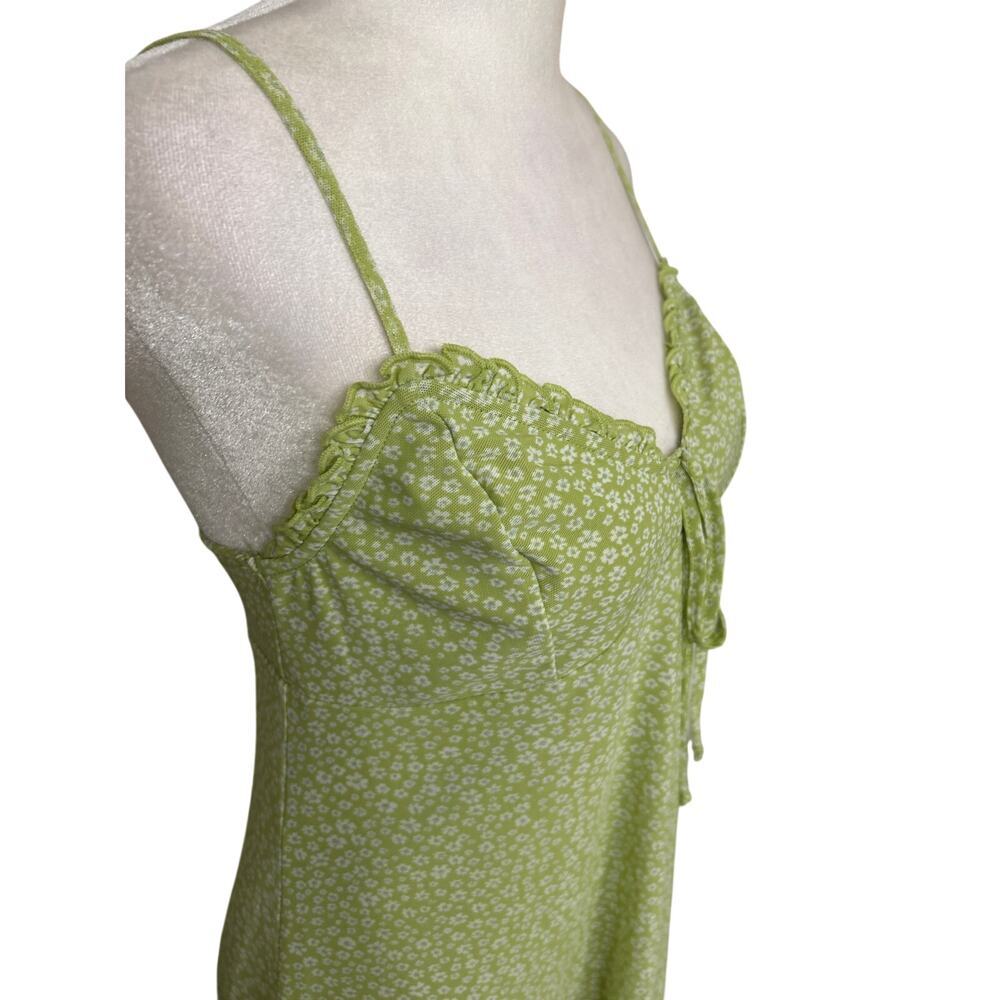AE Y2K Babydoll Mesh Green Ditsy Floral Mini Dress Small Coquette Fairy Indie - Picture 8 of 13